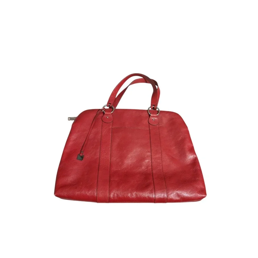 Hobo International Large Red Leather Tote Satchel Bag Silver Hardware